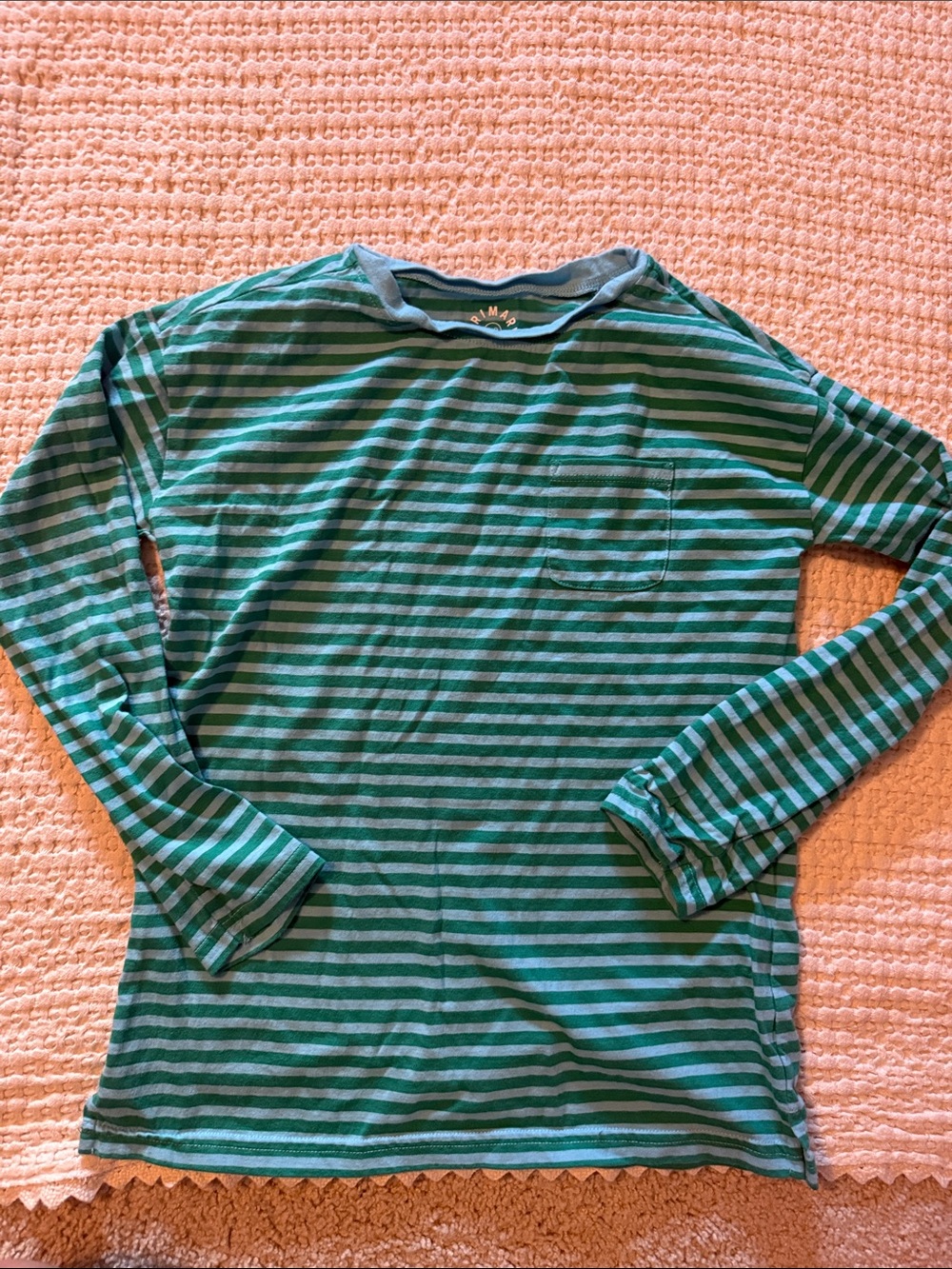Primary Green and Teal Striped Long-Sleeve Tee